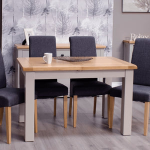 HOMESTYLE GB Grey Small Extending Table 120cm - 153cm with Lacquered Oak Top - White Tree Furniture