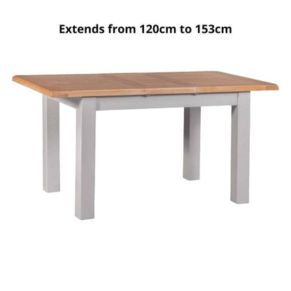 HOMESTYLE GB Grey Small Extending Table 120cm - 153cm with Lacquered Oak Top - White Tree Furniture