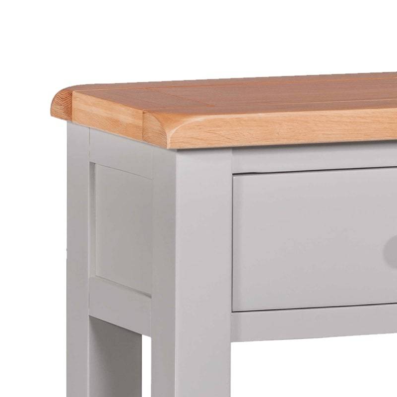 HOMESTYLE GB Grey Painted Small Hall Table with Lacquered Oak Top - White Tree Furniture