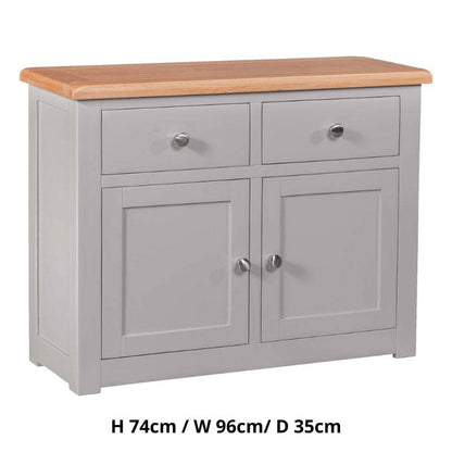 HOMESTYLE GB Grey Small Sideboard with Lacquered Oak Top - White Tree Furniture