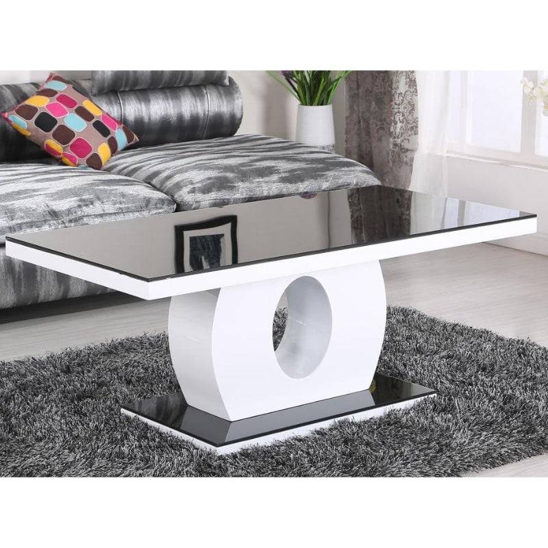 Edenhall High Gloss Black & White Glass Coffee Table - White Tree Furniture