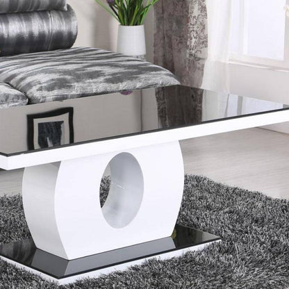 Edenhall High Gloss Black & White Glass Coffee Table - White Tree Furniture