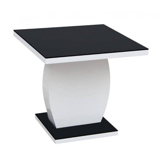 Edenhall High Gloss Black & White Glass Lamp Table - White Tree Furniture