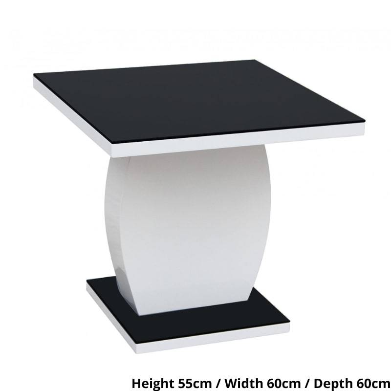 Edenhall High Gloss Black & White Glass Lamp Table - White Tree Furniture