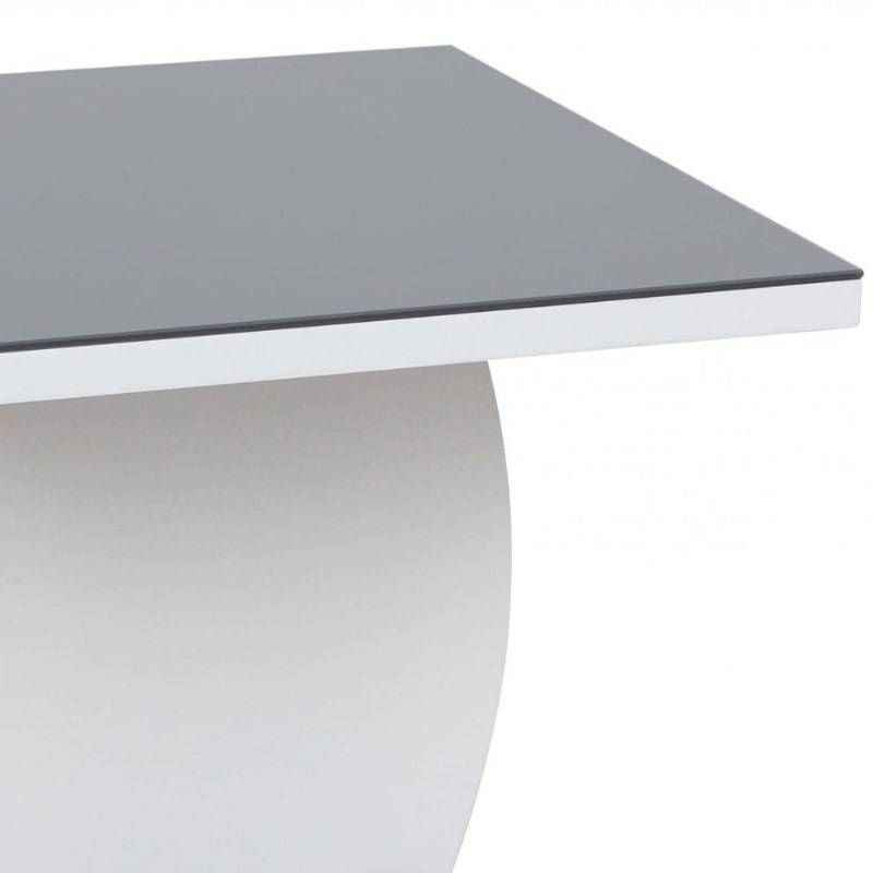 Edenhall High Gloss Grey & White Glass Lamp Table - White Tree Furniture