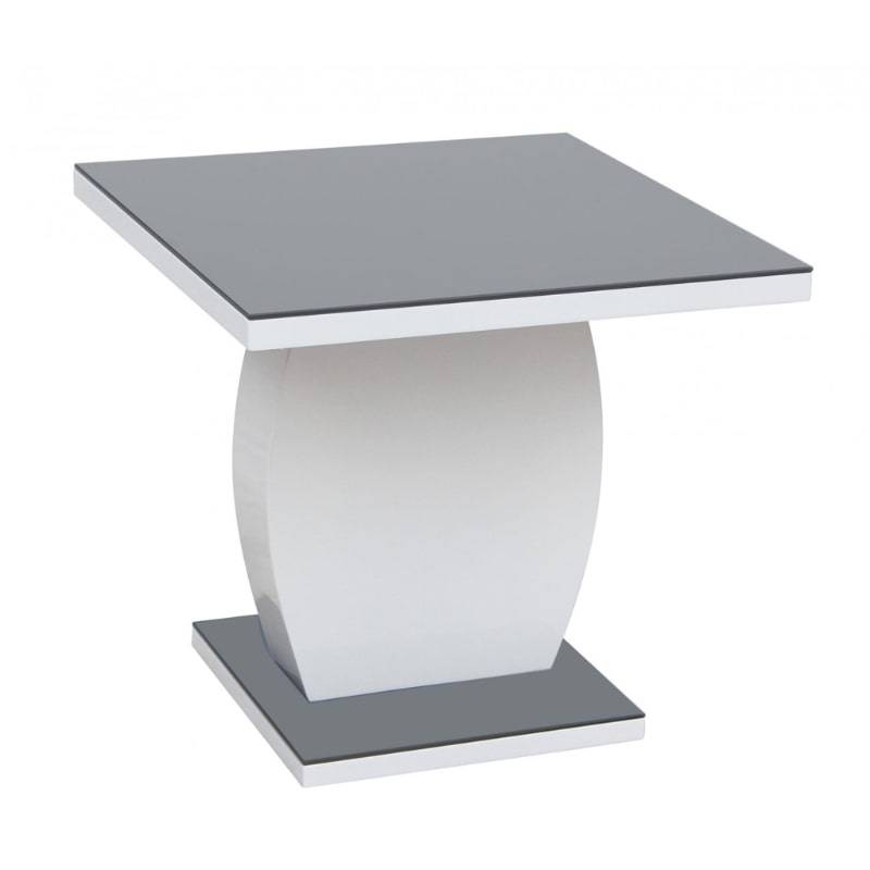 Edenhall High Gloss Grey & White Glass Lamp Table - White Tree Furniture