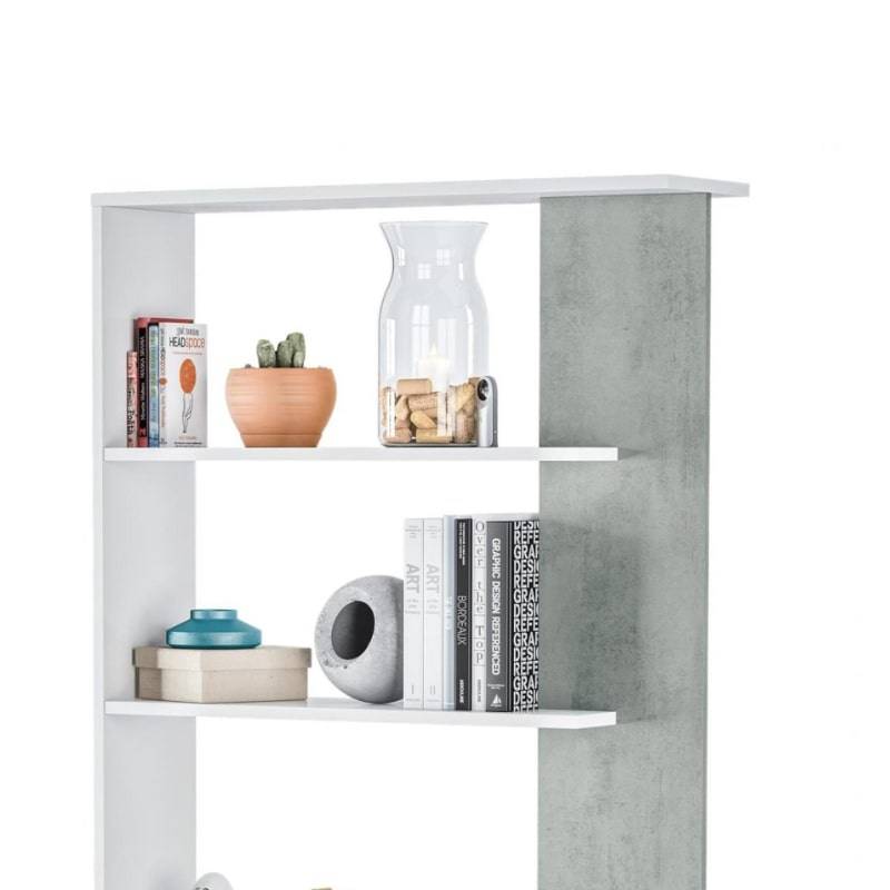 Epping 5 Shelf Bookcase in Matt Gloss White & Concrete - White Tree Furniture