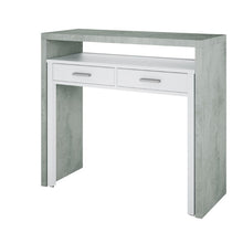 Epping Pull Out Desk in Matt Gloss White & Concrete - White Tree Furniture