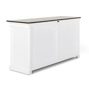 HALIFAX ACCENT Distressed White Sideboard with Brown Top