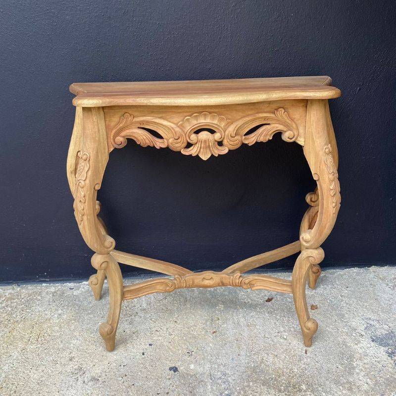 French Styled Hand Carved Distressed Console Table