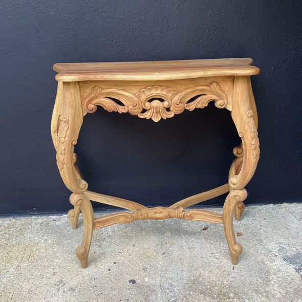 French Styled Hand Carved Distressed Console Table