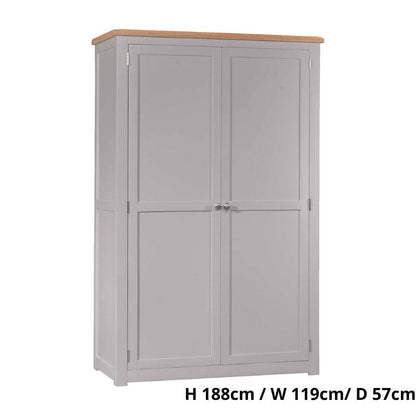 Grey Painted Ladies Wardrobe w/ Lacquered Oak Top - White Tree Furniture