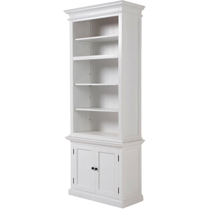 NOVASOLO Halifax White Painted Tall Bookcase with Cupboard CA612 - White Tree Furniture