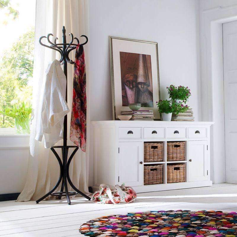 HALIFAX White Sideboard with 4 Rattan Baskets B189 - White Tree Furniture