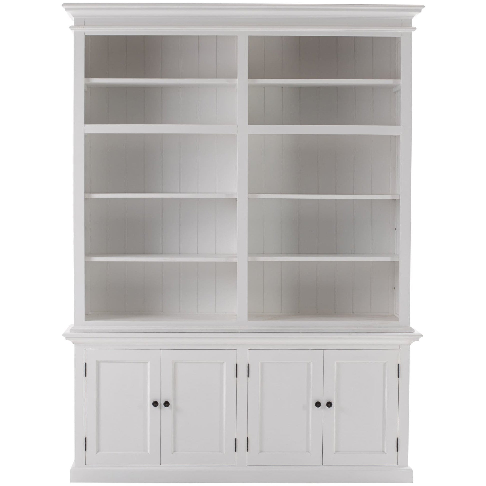 NOVASOLO HALIFAX Large White Bookcase with Cupboards CA613 - White Tree Furniture