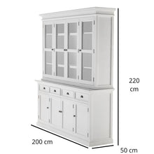 Halifax Large White Buffet Hutch Unit w/ 4 Glass Doors