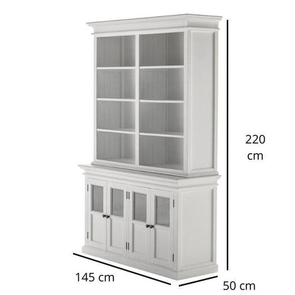 NOVASOLO Halifax White Painted Hutch Unit w/ 4 Glass Doors BCA612 - White Tree Furniture