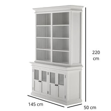 NOVASOLO Halifax White Painted Hutch Unit w/ 4 Glass Doors BCA612 - White Tree Furniture