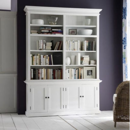 NOVASOLO HALIFAX Large White Bookcase with Cupboards CA613 - White Tree Furniture