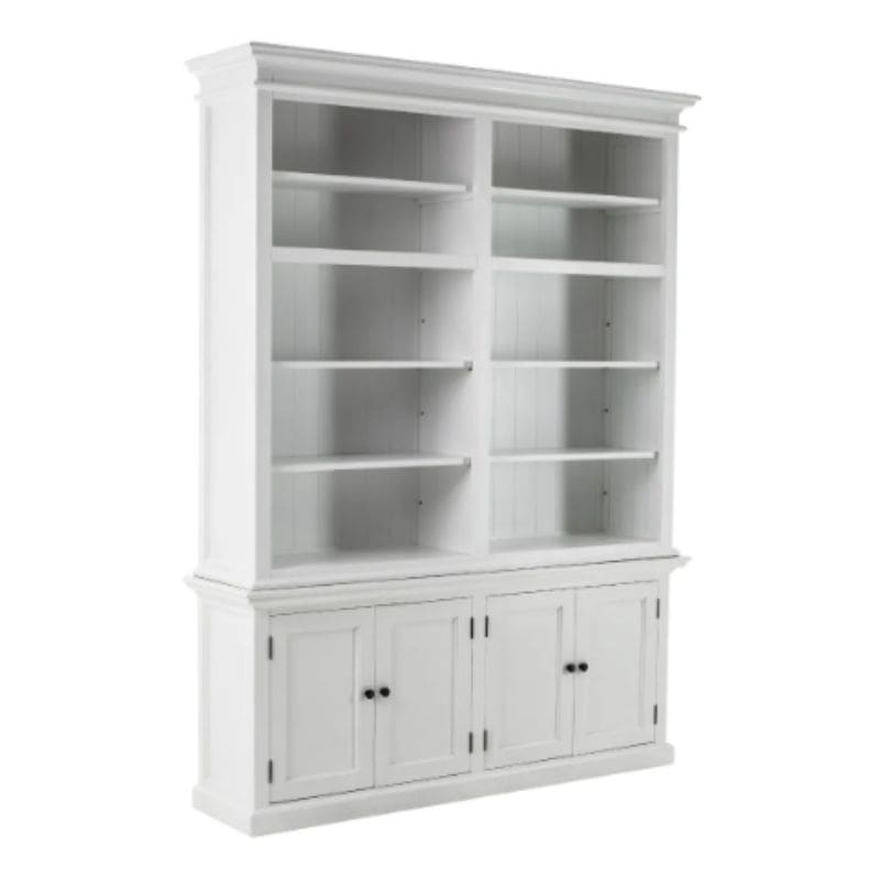 NOVASOLO HALIFAX Large White Bookcase with Cupboards CA613 - White Tree Furniture