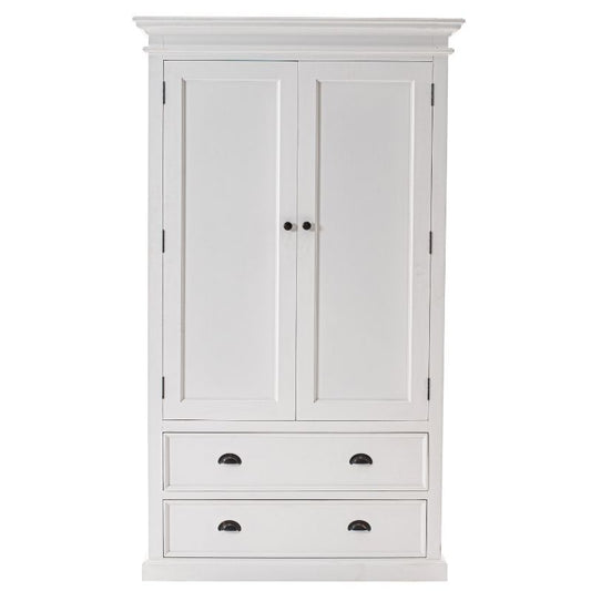 Halifax White Painted Double Wardrobe with Drawers W001 - White Tree Furniture