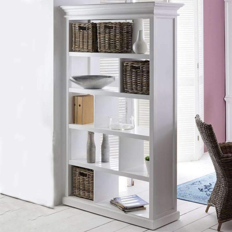 Halifax White Painted Shelving Unit with Rattan Baskets - White Tree Furniture