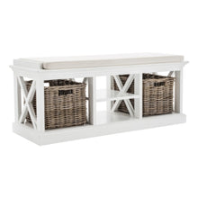 NOVASOLO Halifax White Painted Shoe Storage Bench with Basket Set  BE001 - White Tree Furniture