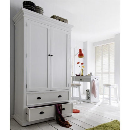 Halifax White Painted Double Wardrobe with Drawers W001 - White Tree Furniture