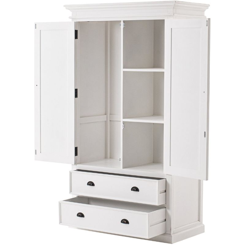 Halifax White Painted Double Wardrobe with Drawers W001 - White Tree Furniture