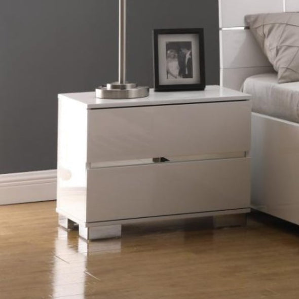 Helsinki 2 Drawer Bedside Cabinet in High Gloss White - White Tree Furniture