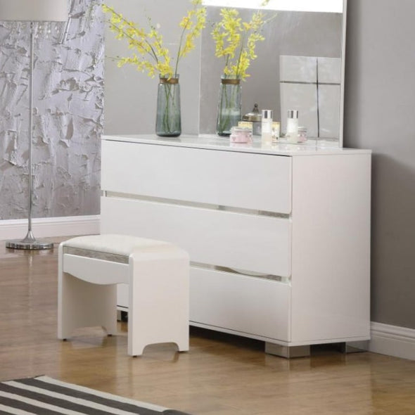 Helsinki High Gloss White 3 Drawer Bedroom Dresser - White Tree Furniture