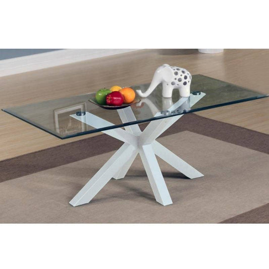 Langley Glass Coffee Table w/ High Gloss White Legs - White Tree Furniture