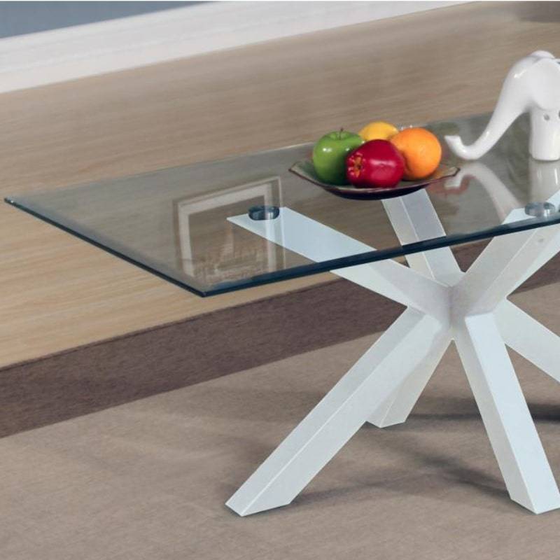 Langley Glass Coffee Table w/ High Gloss White Legs - White Tree Furniture