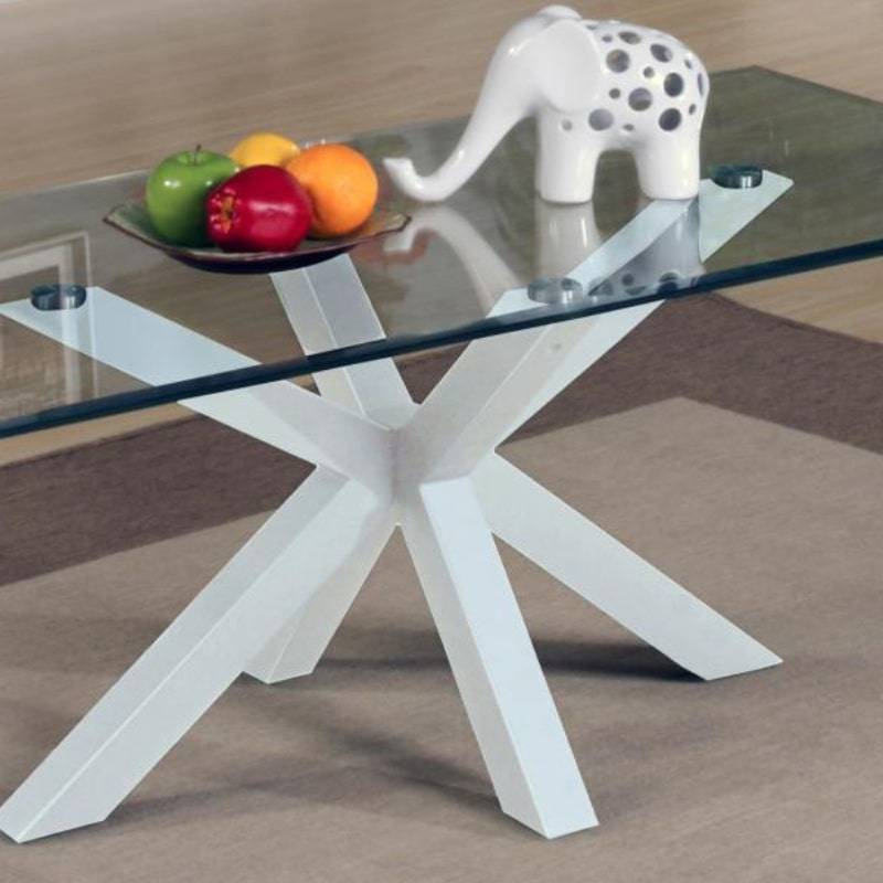 Langley Glass Coffee Table w/ High Gloss White Legs - White Tree Furniture