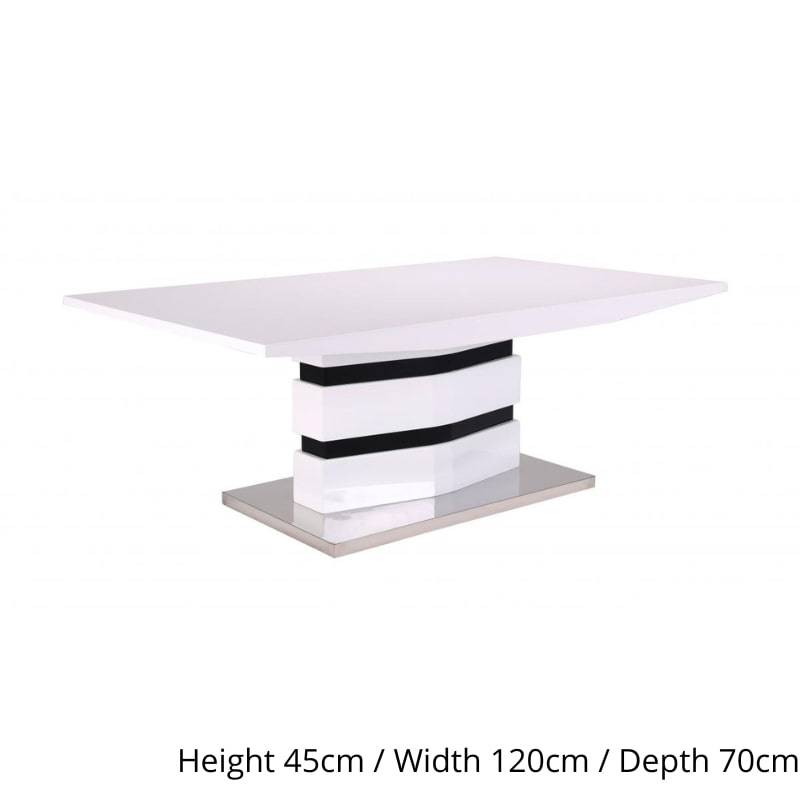 Leona High Gloss Coffee Table in White & Black - White Tree Furniture