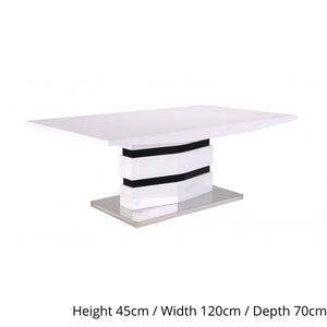 Leona High Gloss Coffee Table in White & Black - White Tree Furniture