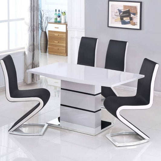 Leona Extending Dining Table in High Gloss White & Black - White Tree Furniture