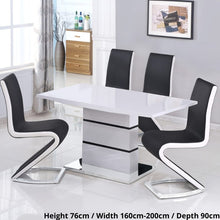 Leona Extending Dining Table in High Gloss White & Black - White Tree Furniture