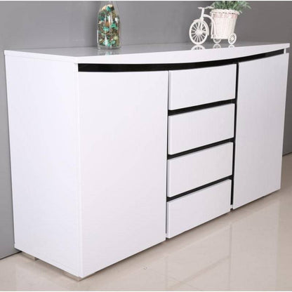 Leona High Gloss Sideboard in White & Black - White Tree Furniture