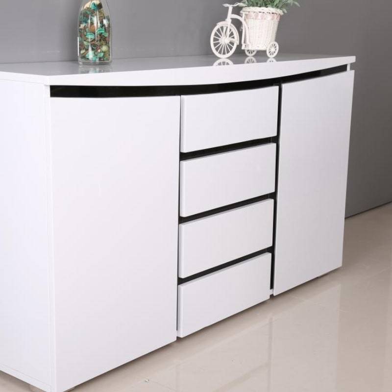 Leona High Gloss Sideboard in White & Black - White Tree Furniture