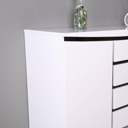 Leona High Gloss Sideboard in White & Black - White Tree Furniture