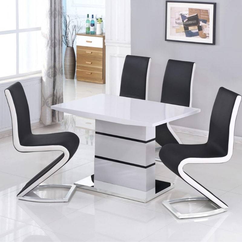 Leona High Gloss Small Dining Table in Black & White - White Tree Furniture