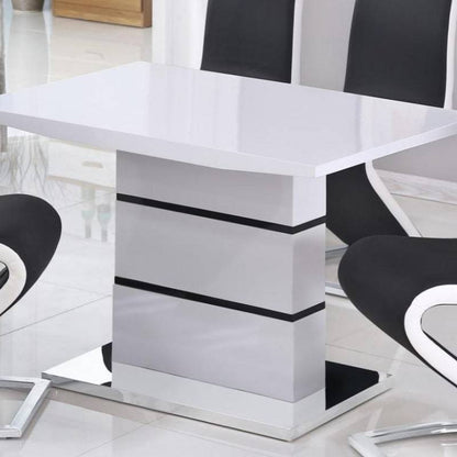 Leona High Gloss Small Dining Table in Black & White - White Tree Furniture