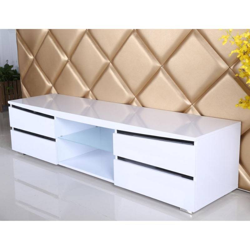 Leona High Gloss TV Unit in White & Black - White Tree Furniture