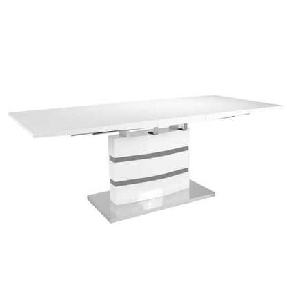 Leona High Gloss Extending Dining Table in White & Grey - White Tree Furniture