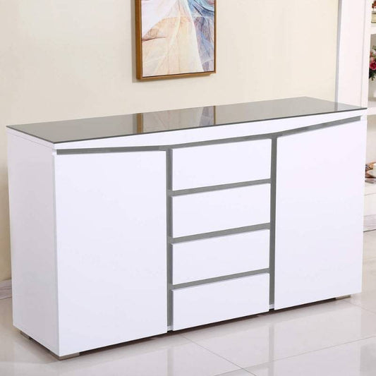 Leona High Gloss Sideboard in White & Grey - White Tree Furniture