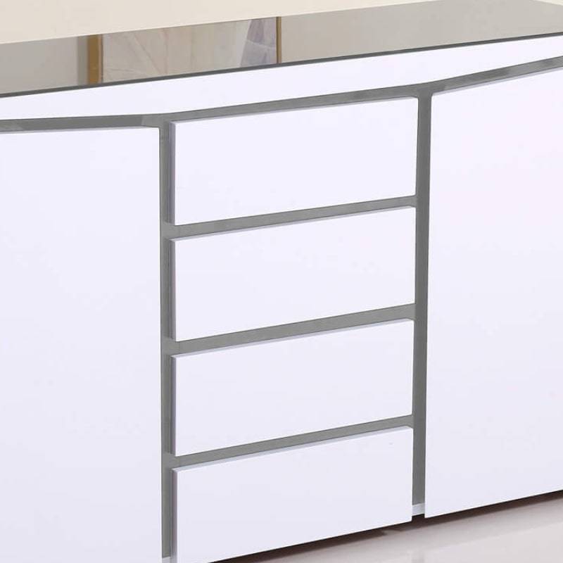 Leona High Gloss Sideboard in White & Grey - White Tree Furniture