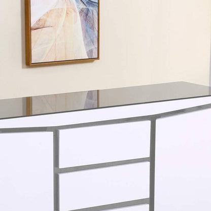 Leona High Gloss Sideboard in White & Grey - White Tree Furniture