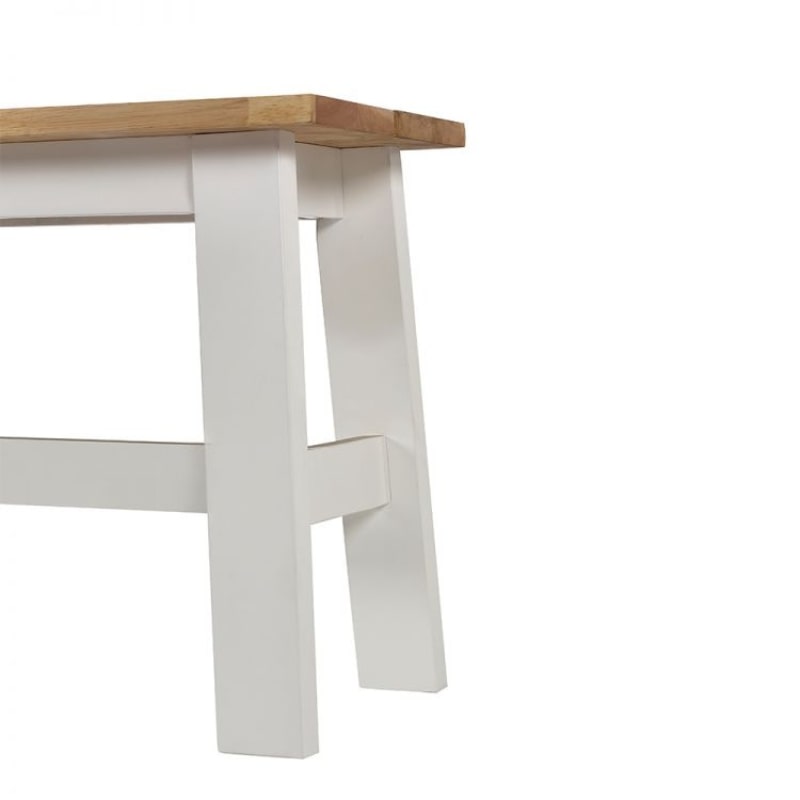 JULIAN BOWEN LINWOOD Small Dining Bench in white frame with natural oak effect seat. Compact and durable, ideal for kitchen or dining spaces.