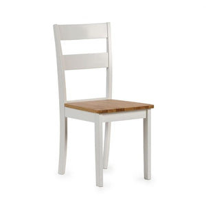 JULIAN BOWEN LINWOOD Set of 2 Dining Chairs in White & Natural Finish LIN002 - White Tree Furniture